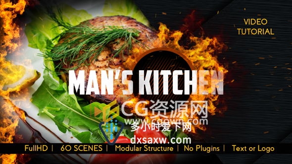 AE模板餐厅美食推荐视频动画烹饪烧烤食物配方节目包装