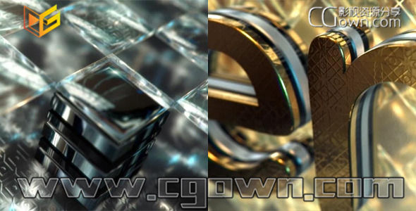 AE模板 黄金或黑色微晶玻璃标志片头动画 Element 3D v2工程文件