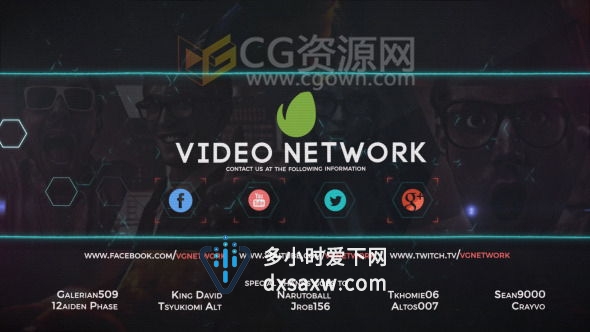 网络游戏公司宣传视频动画AE模板 六边形元素风格展示效果