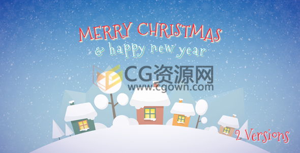 卡通图形设计雪花粒子圣诞节新年片头动画 AE模板