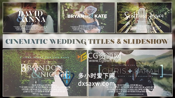 婚礼相册AE模板 复古胶片浪漫婚礼照片视频开场旅游电子相册