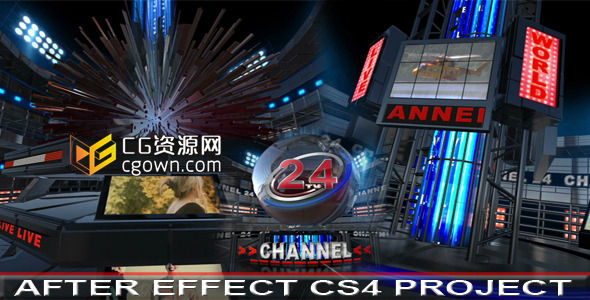 3D舞台电视频道包装片头工程 Videohive Broadcast Design TV Opener AE模板