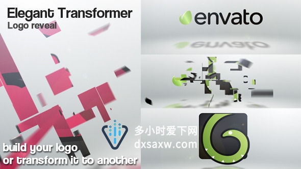 AE模板机器人变形折叠变形拼贴演绎标志动画LOGO片头