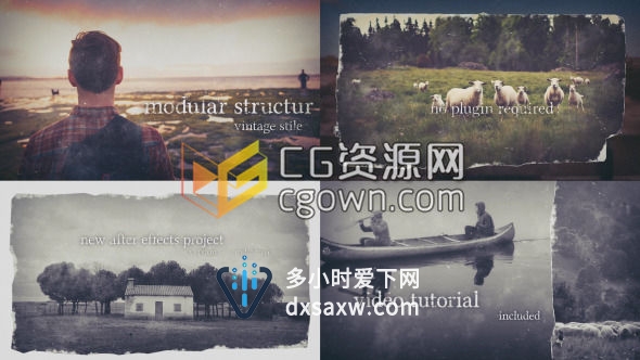 AE模板 史诗复古古典浪漫婚礼相册视频标题片头幻灯片