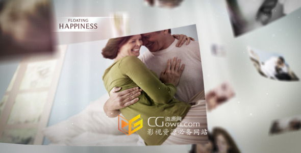 AE模板 幸福天堂漂浮家庭纪念相册或展示结婚纪念日视频