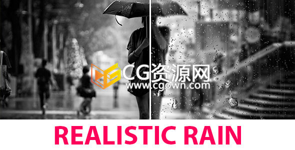 AE模板制作下雨效果合成在影片中叠加窗口玻璃雨滴飞溅流下