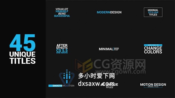 45组字幕标题动画AE模板 现代文字设计毛刺效果动画