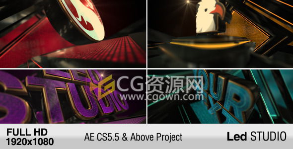 三维迪斯科LED元素3D标志片头大气耀斑LOGO动画 AE模板
