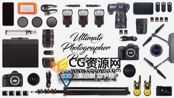 4K分辨率AE模板免费下载数码单反摄像影视器材展示照片合成动画