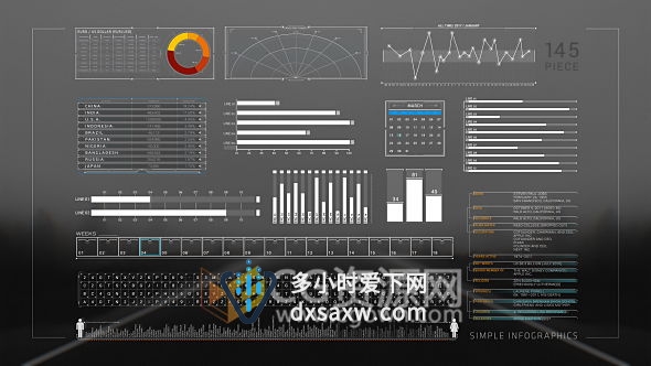 AE模板4K分辨率信息图表动画企业数据统计分析社会图标制作