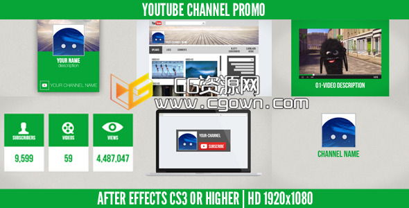 视频频道促销宣传 Videohive Youtube Channel Promo AE模板