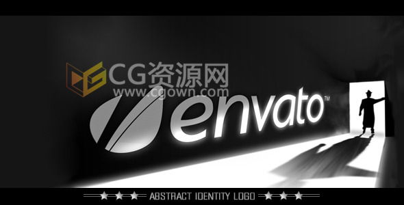 黑白经典侦探片头AE模板 阴影透射展示LOGO动画效果