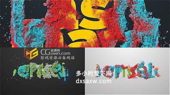 AE模板 多彩斑斓珊瑚水彩粒子生长展示标志Logo片头