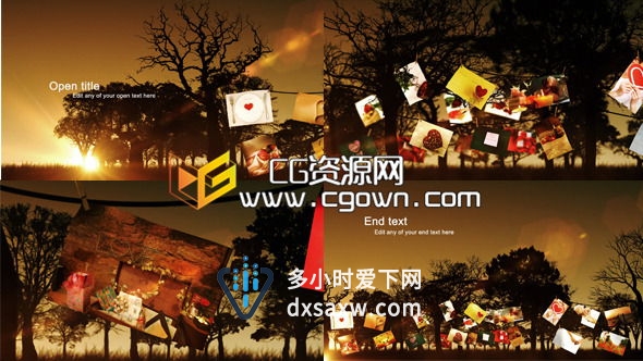 日落晚霞 照片树 自然相册 Videohive Photo Tree AE模板