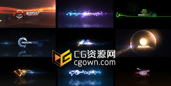 发光粒子精力充沛多种标志揭示动画集合 Videohive Quick Logo Sting Pack 04: Glowing Particles AE模板