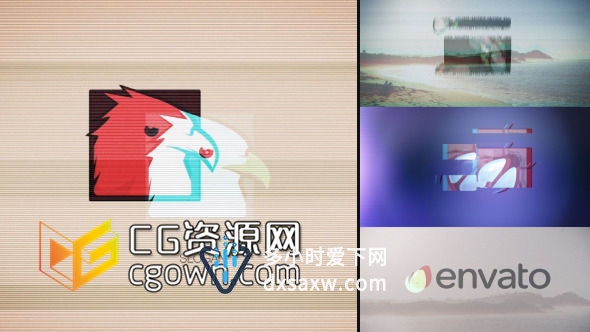 AE模板 10种高质量电影数字失真变形毛刺效果展示标志动画 4K分辨率4096×2048