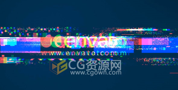 AE模板数字信号损坏扭曲失真标志动画LOGO片头