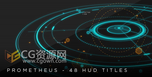 48组未来高科技科幻屏幕HUD元素动画AE模板 3D信息图表界面模板