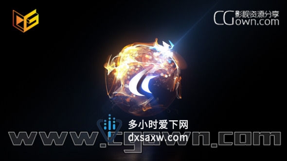 AE模板 发光粒子球条纹光线演绎出标志动画片头 令人印象深刻