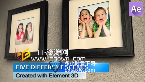 照片墙图库 3D相框纪念日照片 Videohive Photo Wall Gallery 5909183 AE模板