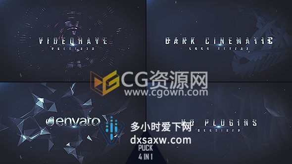 粒子标志片头AE模板 抽象图案Plexus粒子金属标题开场宣传视频