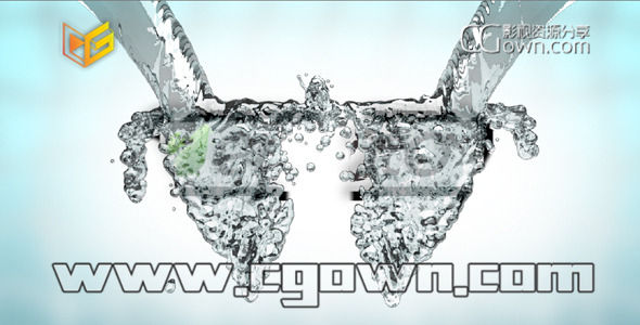 流体水花飞溅滴落演绎出标志LOGO片头动画 AE模板
