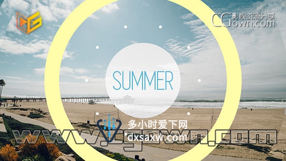 AE模板 简约时尚动态圈动画展示标志LOGO 扁平化风格公司快乐假期旅行