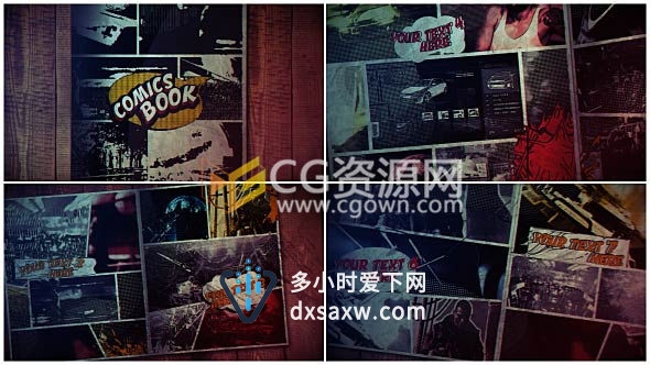 超级英雄连环漫画书素描动画效果AE模板 冒险行动宣传视频