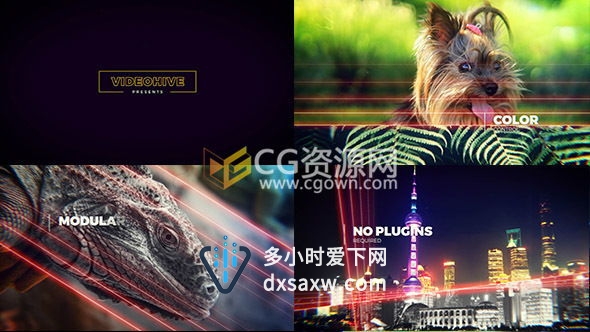AE模板 科技感激光线条线切割转场图片展示业公司宣传