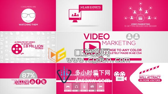 在线视频营销介绍宣传 Videohive Online Video Marketing Intro AE模板