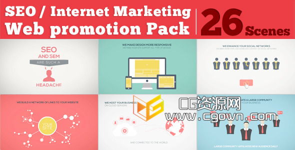 网站互联网宣传片 Videohive SEO/Internet Marketing/Web Promotion Pack AE模板