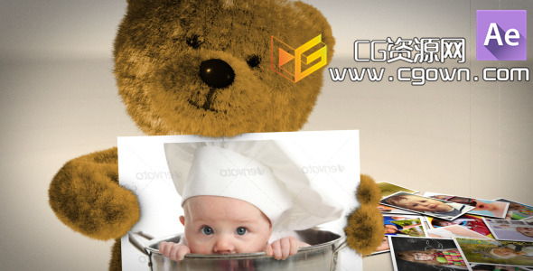 泰迪熊生日礼物 快乐孩子照片库 Videohive Teddy Presents 7917138 AE模板