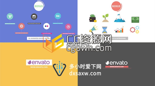 AE模板 公司企业服务或产品推广演示视频图形动画APP应用程序图标