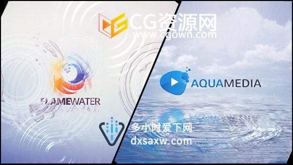 AE模板 明亮液体涟漪水波纹图案天空演绎揭示标志LOGO片头动画
