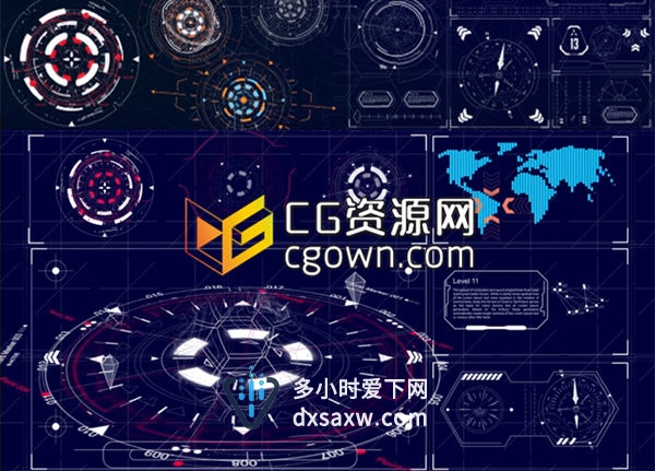 AE模板 无限HUD高科技信息图表UI界面动画元素包 复仇者联盟钢铁侠