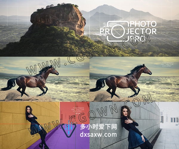 AE模板-图片转3D照片动画投射空间透视三维摄像机运动视频工程