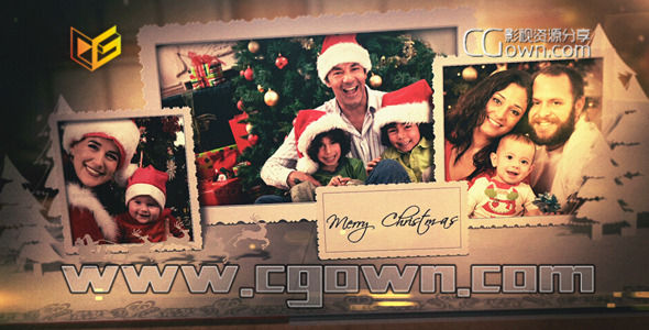 AE模板 圣诞节快乐复古风格卡片相册宣传视频 Merry Christmas 9649613
