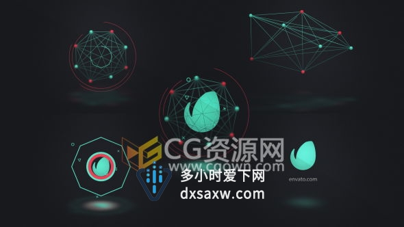 AE模板手机开机软件启动标志UI界面炫酷线条图形MG动画