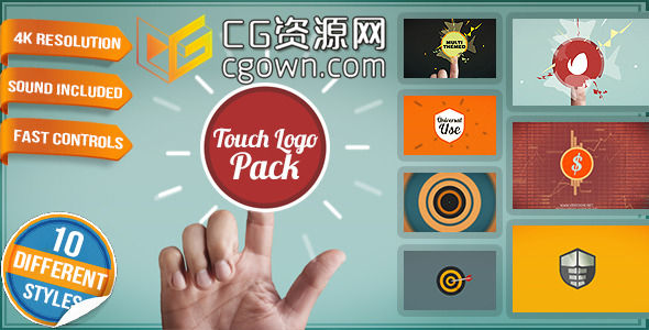 AE模板 触摸屏幕效果展示标志 APP应用开打开场动画 现代化的创新扁平风格