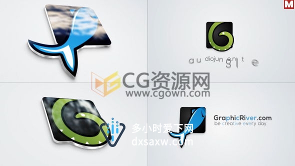 清爽玻璃质感标志演绎AE模板 图片背景公司品牌LOGO动画