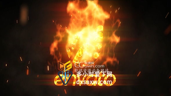 AE模板 火焰燃烧演绎标志 Particular插件制作火花粒子烟