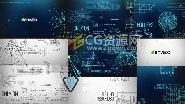 物理科学公式教育片头动画AE模板 探索神秘纪录片开场标志效果