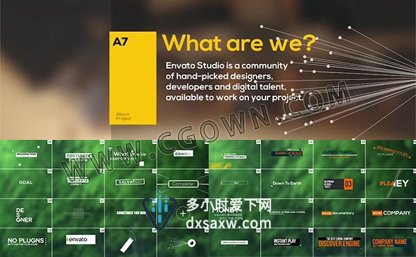 AE模板 100组各种人名文字标题字幕条Logo展示设计MG动画创意动感