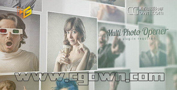 公司众多员工图片汇聚标志片头宣传 Multi Photo OpenerAE模板