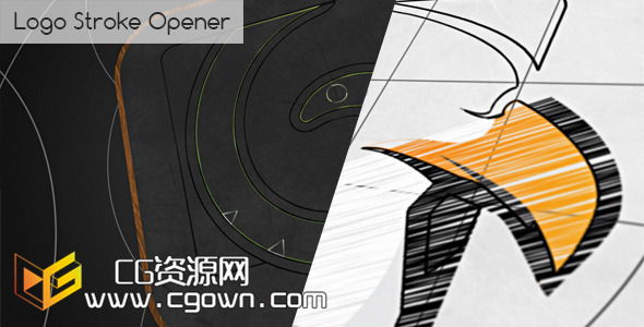 几何线描笔画标志形成 Videohive Logo Stroke Opener AE模板