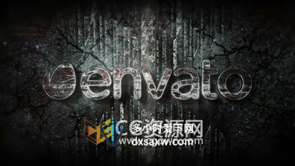AE模板古代电影片头或神秘游戏标志火花石头LOGO动画