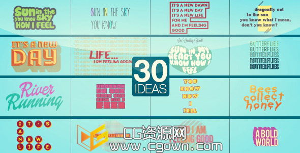 30种文字创意排版 VideoHive 30 Text Ideas AE模板