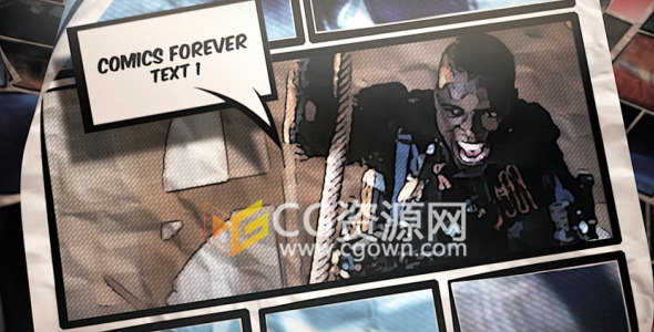 AE模板超级英雄漫画定格分镜头动画风格开场片头视频