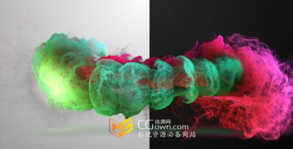 AE模板 彩色粒子云水墨揭幕标志开场片头视频