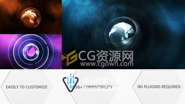 AE模板钢铁圆球螺旋能量变换动画标志高科技片头工程